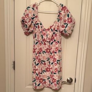 Chic Floral Puff Sleeve Mini Dress